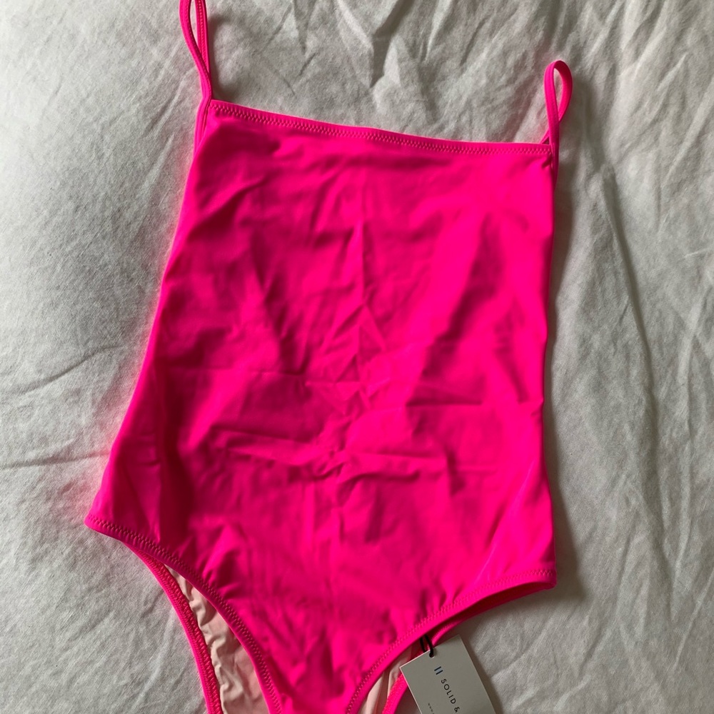 Solid & Striped hot pink Chelsea bathing suit